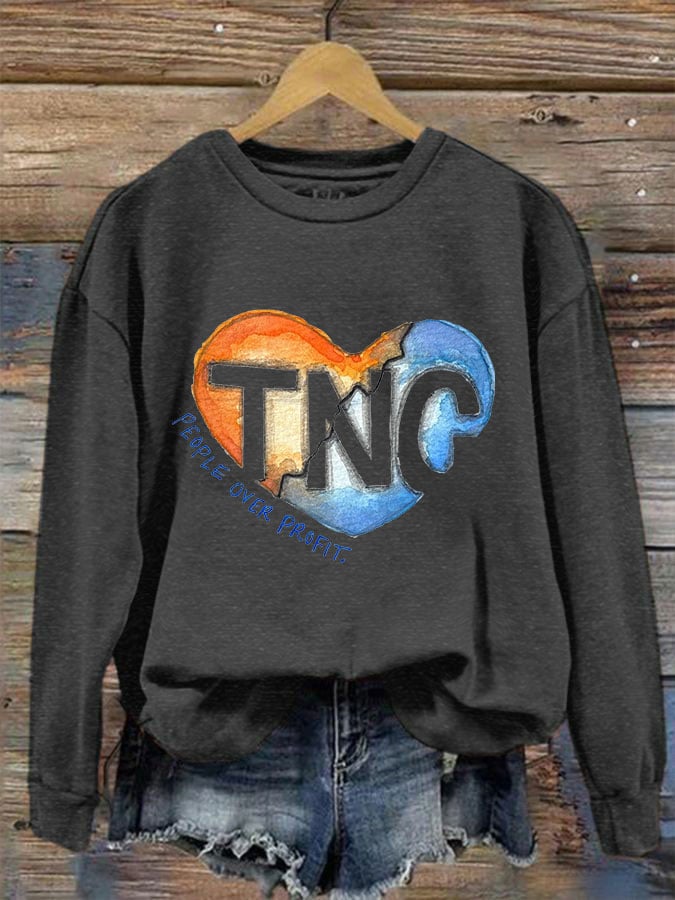 Women's Tennessee and North Carolina Hurricane Helene Print Crew Neck Sweatshirt