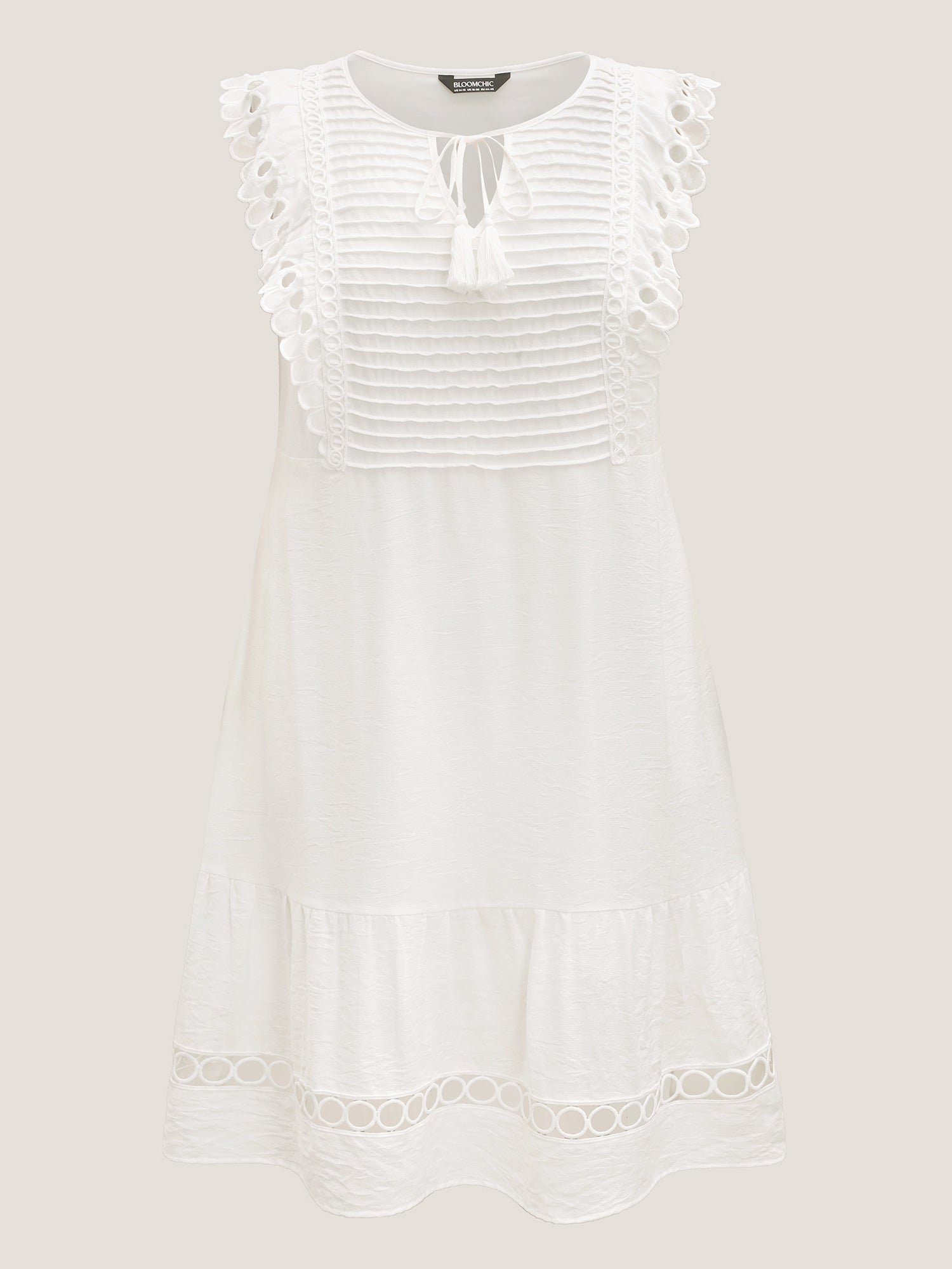 Lace Embroidered Sleeve Plain Midi Dress