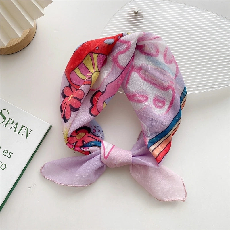 Women's Fashion Stripe Cotton And Linen Printing Cotton Linen Scarves