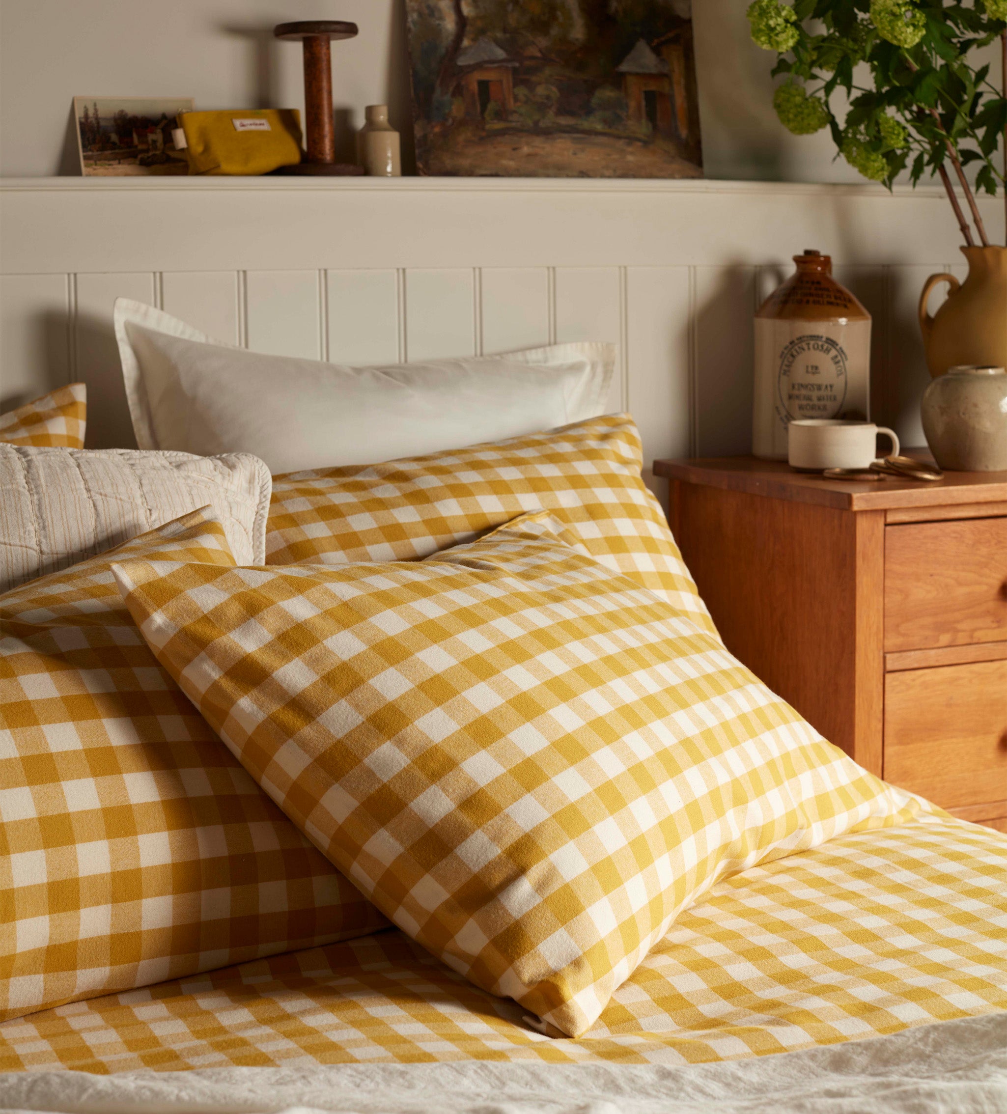 Gingham Brushed 100% Organic Cotton Pillowcase