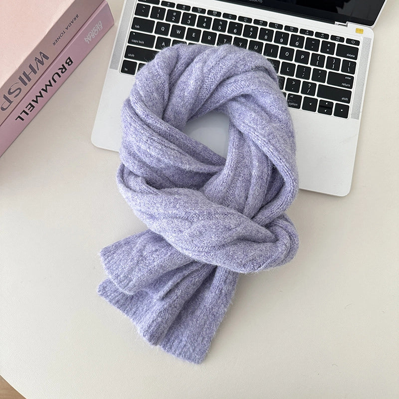 Women's Minimalist Solid Color Knit Scarf