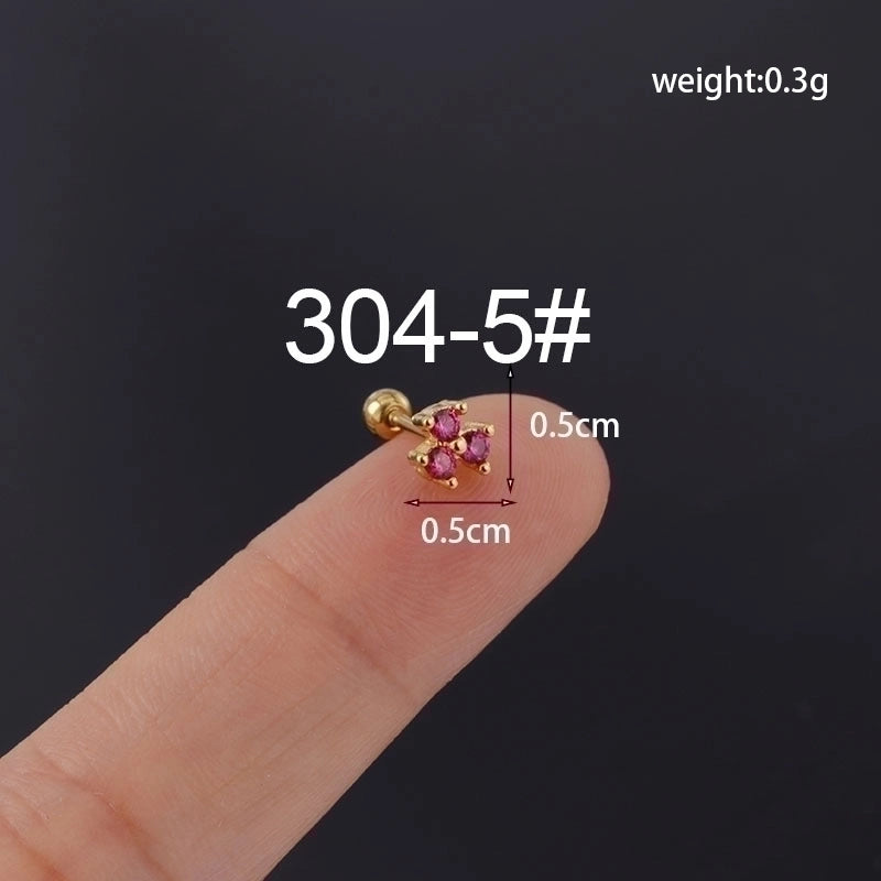 Ear Cartilage Rings & Studs Fashion Geometric Copper Plating Artificial Gemstones