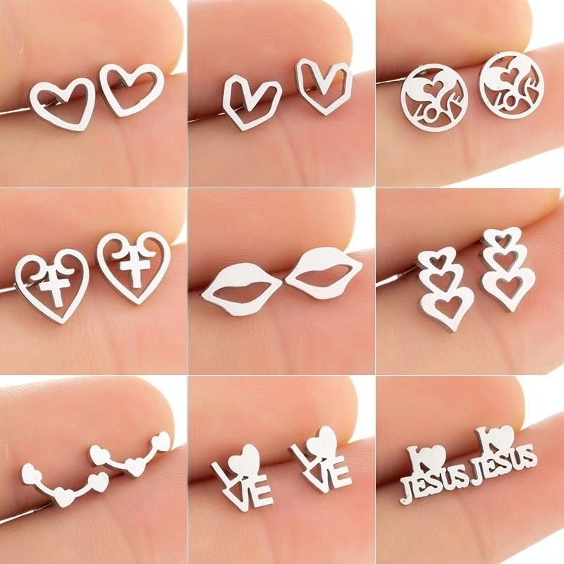 1 Pair Minimalist Heart Shape Plating 304 Stainless Steel 18K Gold Plated Earrings