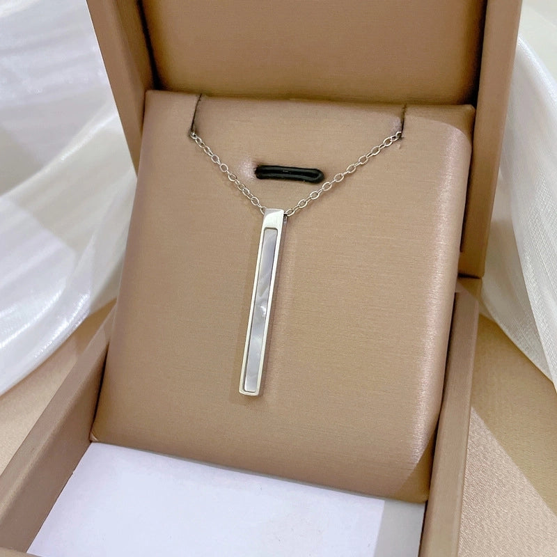 Minimalist Circle Letter Butterfly Titanium Steel Plating Inlay Rhinestones Necklace