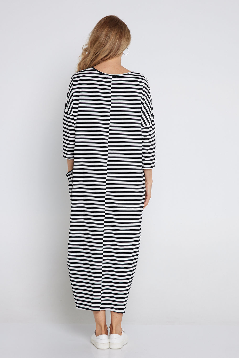 Emmy Maxi Dress - White Black Stripe