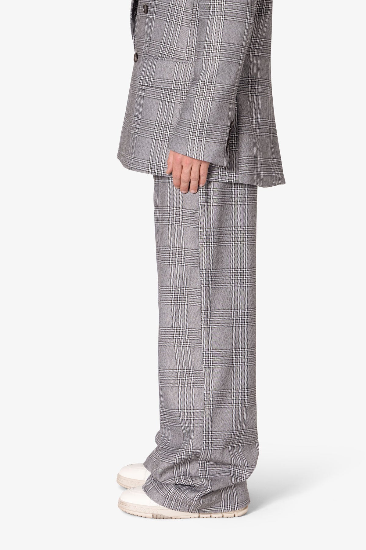 Plaid Baggy Suit Pants - Black/Grey