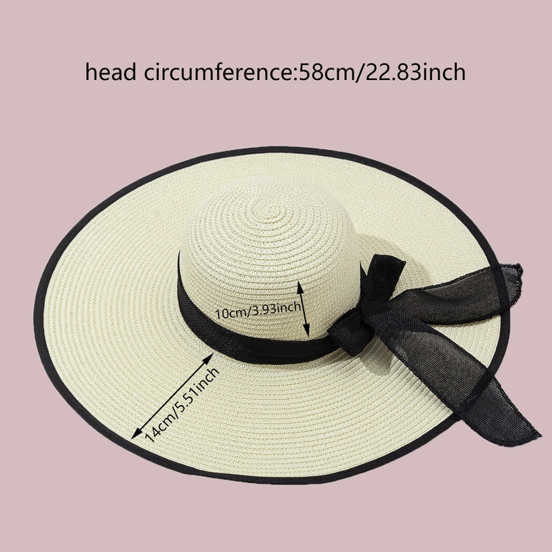 Women's Casual Vacation Solid Color Big Eaves Straw Hat