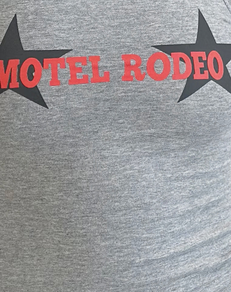 Carter Vest Top in Grey Marl with Motel Rodeo Graphic