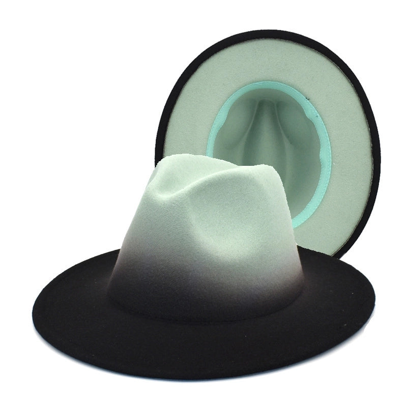 Color Matching New Gradient Jazz Hat Women's Fashion Woolen Hat Hat Men's Outdoor Sun Hat