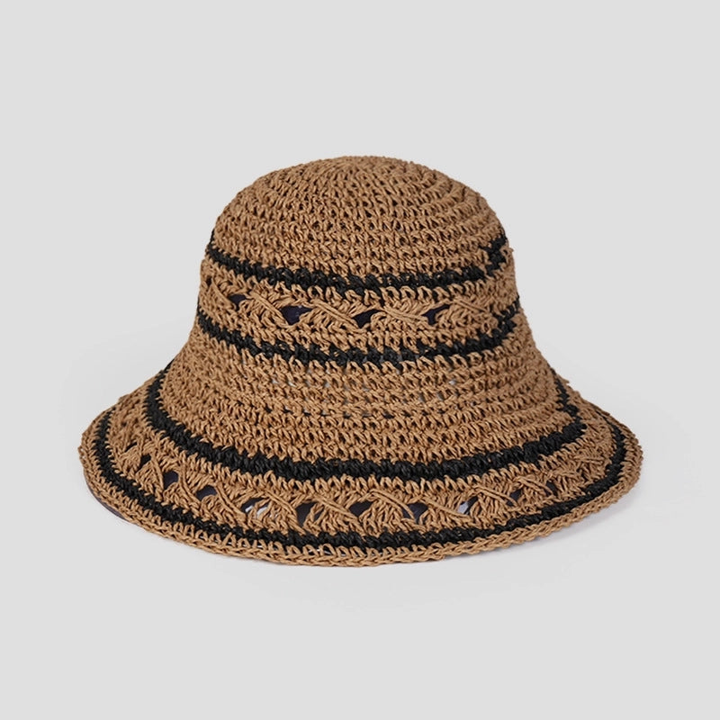 Women's Hawaiian Vacation Geometric Wide Eaves Straw Hat