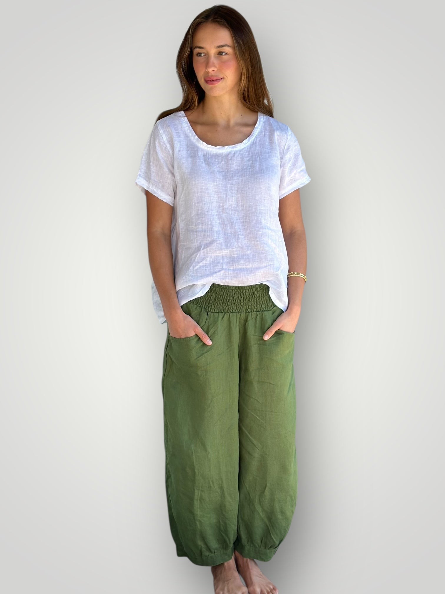 jackie pant - moss linen
