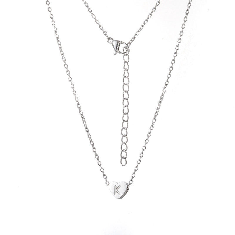 Stainless Steel Titanium Steel 18K Gold Plated Minimalist Letter Heart Shape None Pendant Necklace