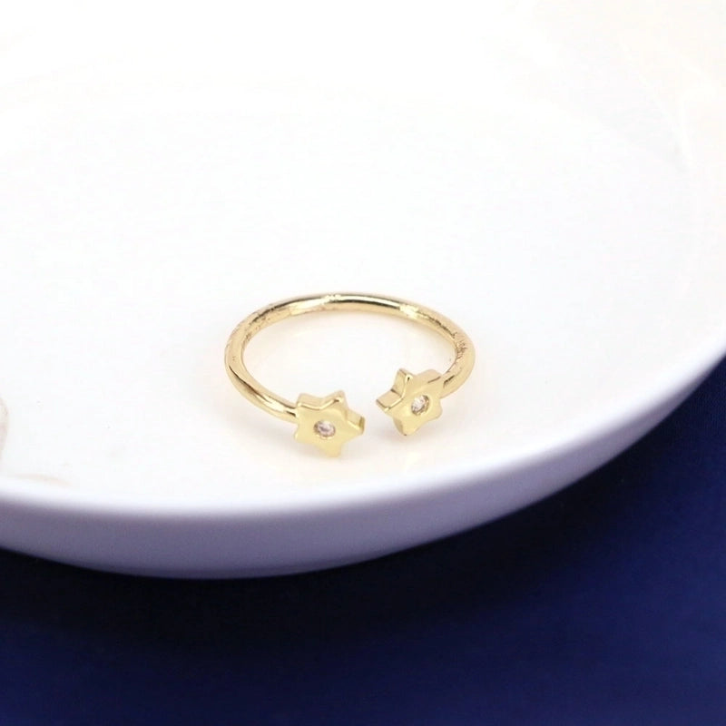 5 Pieces Fashion Star Copper Open Ring Plating Inlay Zircon Copper Rings
