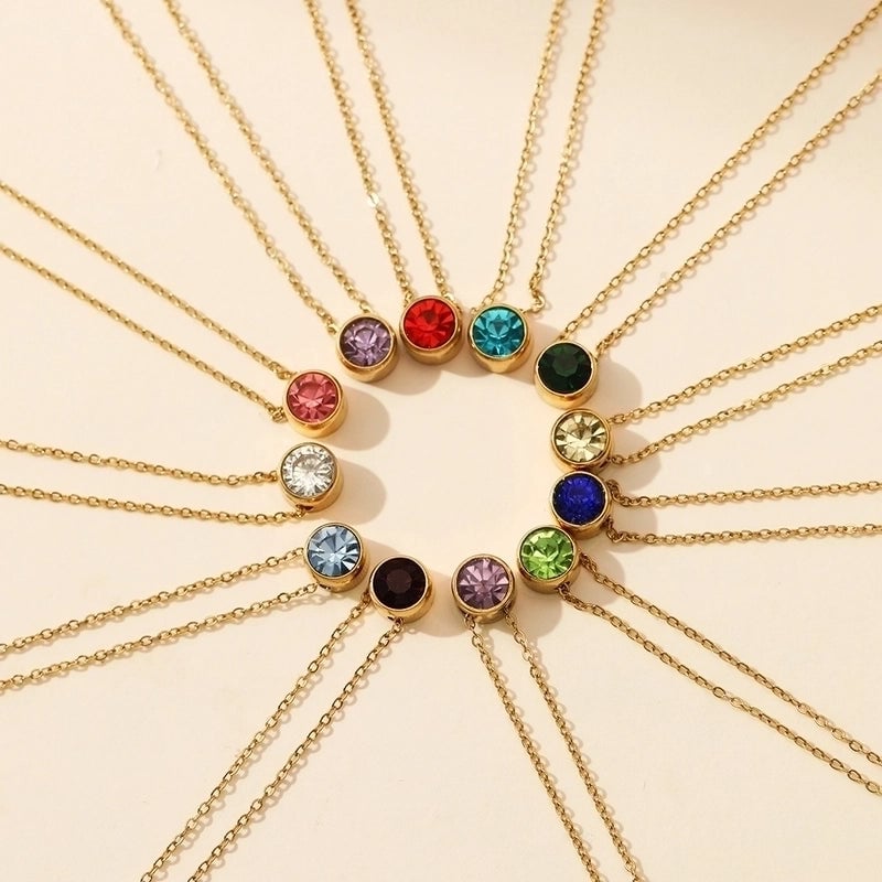 Minimalist Round 304 Stainless Steel Rhinestones Plating Stainless Steel Necklaces
