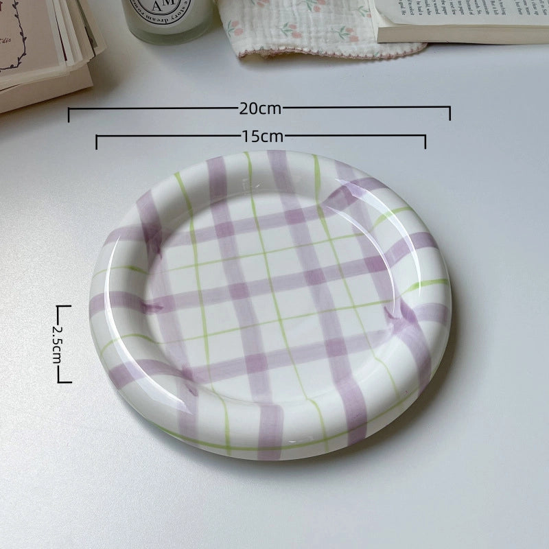 Cute Lattice Porcelain Plate 1 Piece