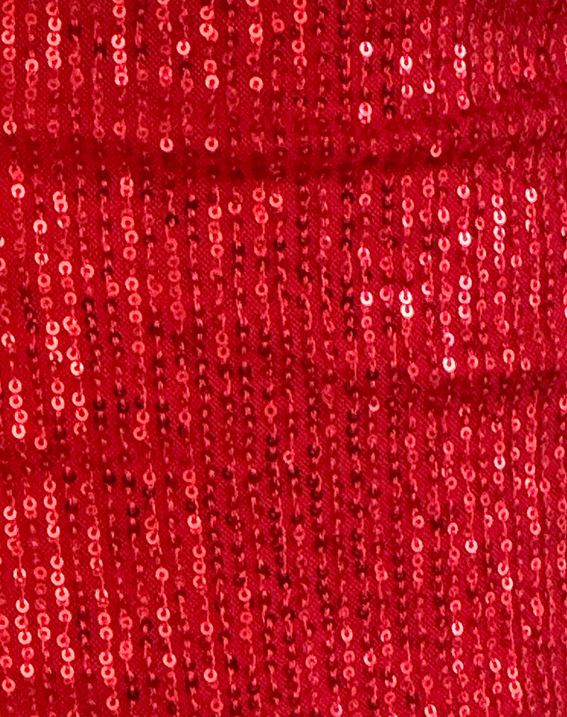 Hala Vest Top in Red Drape Mini Sequin