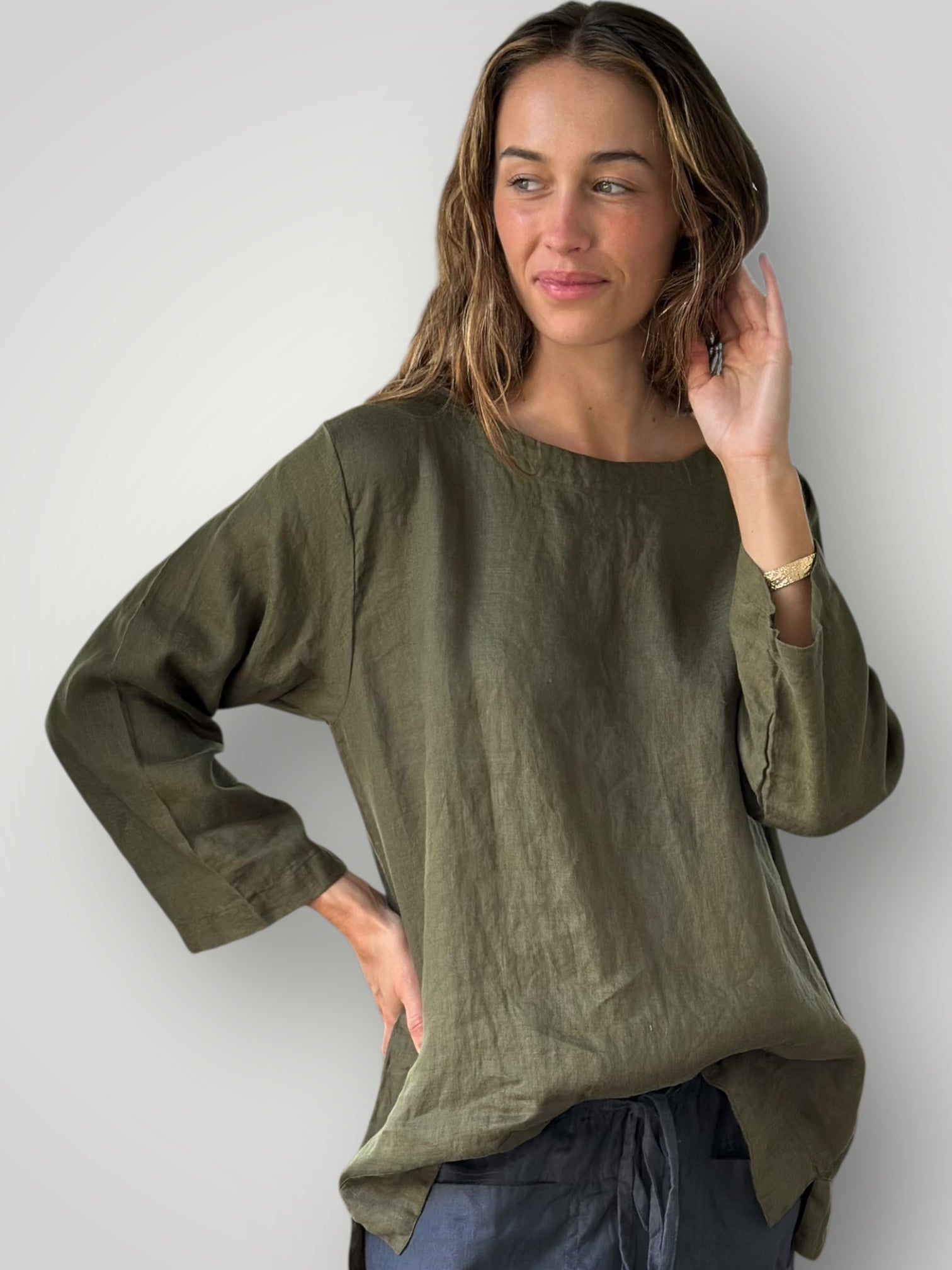 april top - army linen