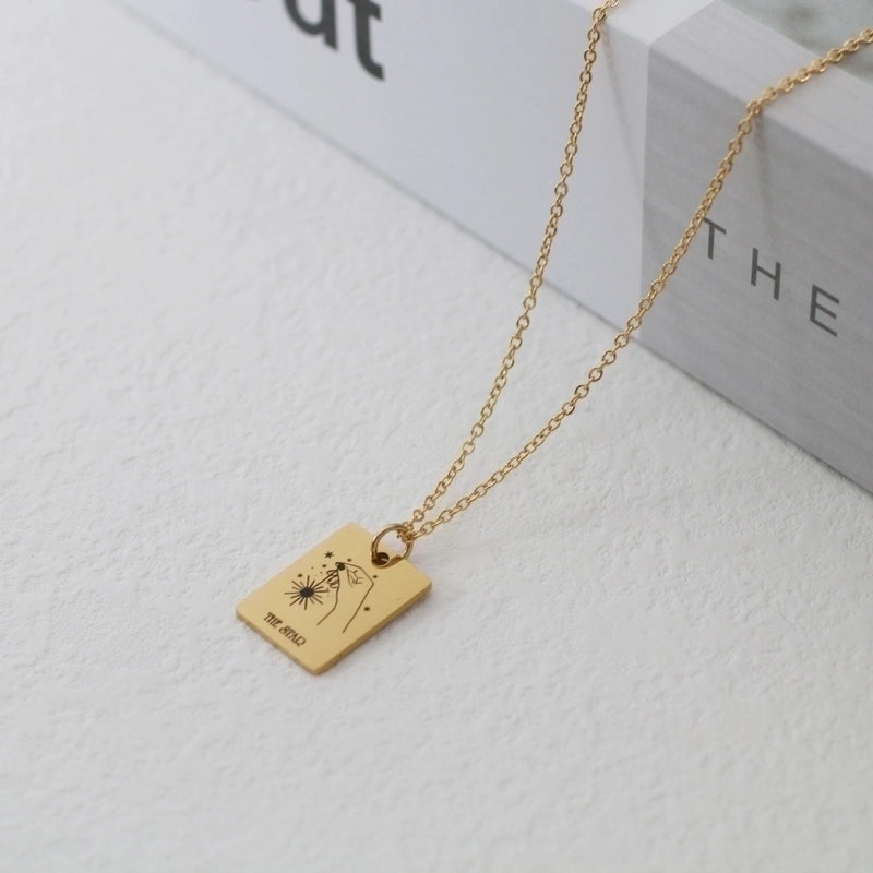 Retro Tarot Stainless Steel Necklace 1 Piece