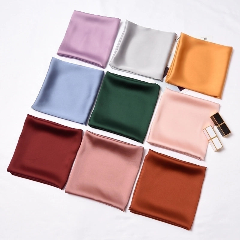 Women's Minimalist Solid Color Satin Silk Scarves