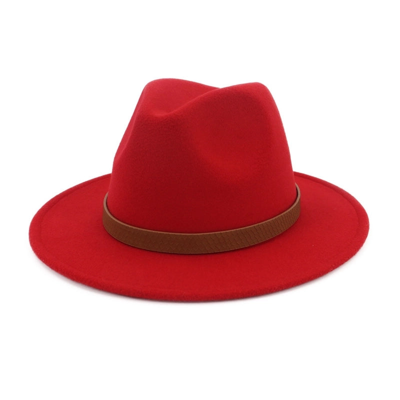 New Wool Top Hat Women's Leather Accessories Fashion Hat Outdoor Flat Brim Big Brim Jazz Hat