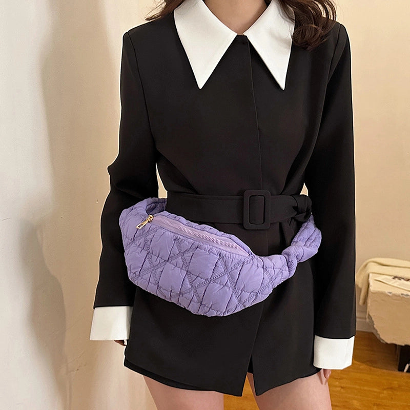 Women's Pu Leather Solid Color Basic Classic Style Cloud Shape Zipper Fanny Pack