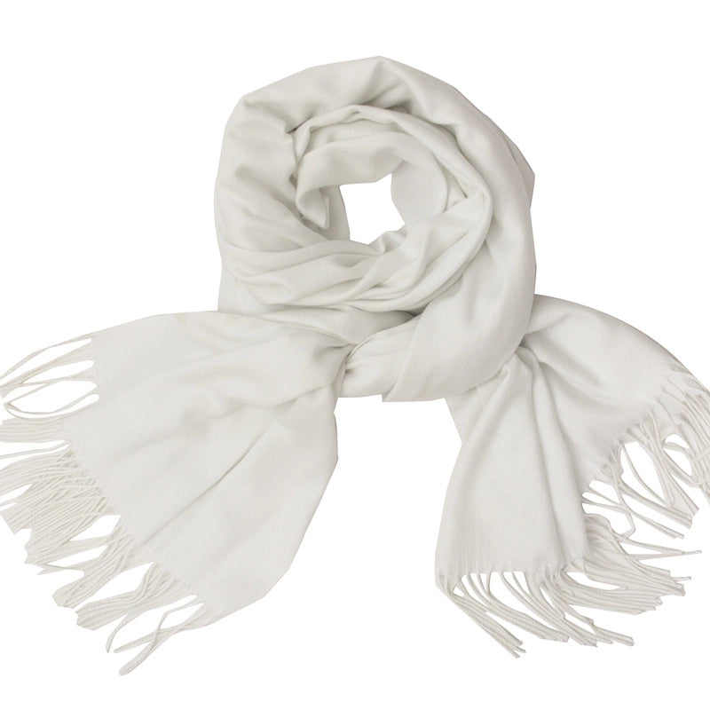 Women's Minimalist Tassel Solid Color Imitation Cashmere Scarf