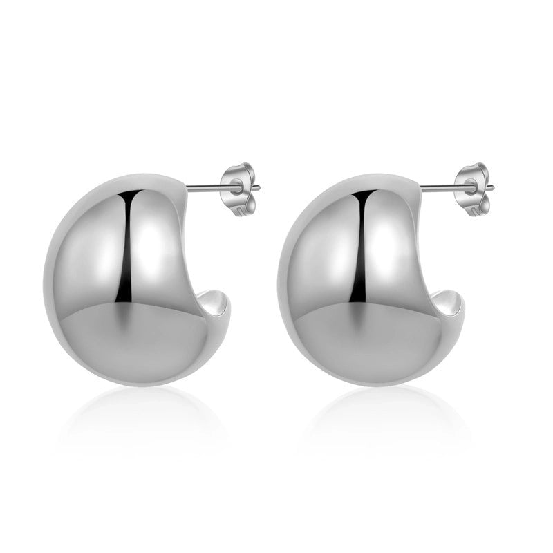 1 Pair Minimalist C Shape Polishing Stainless Steel Ear Studs