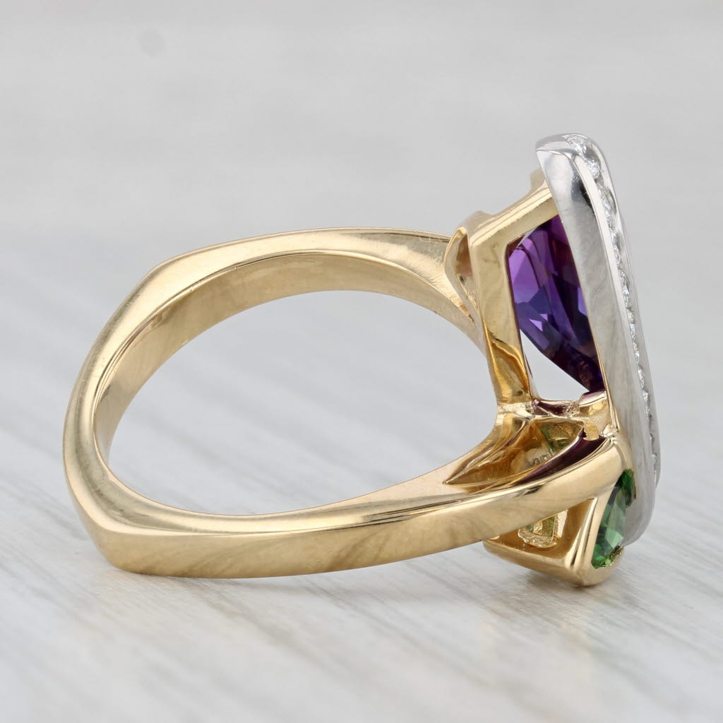 Krementz 3.32ctw Amethyst Chrome Diopside Ring 18k Yellow Gold Platinum Size 7