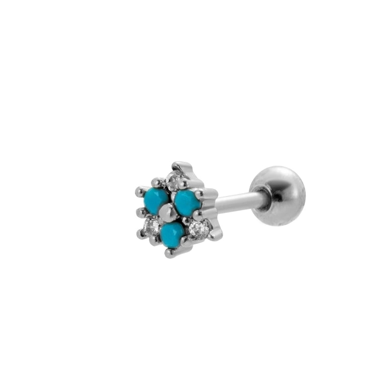 1 Piece Ear Cartilage Rings & Studs Sweet Heart Shape Flower 316L Stainless Steel  Copper Plating Inlay Zircon