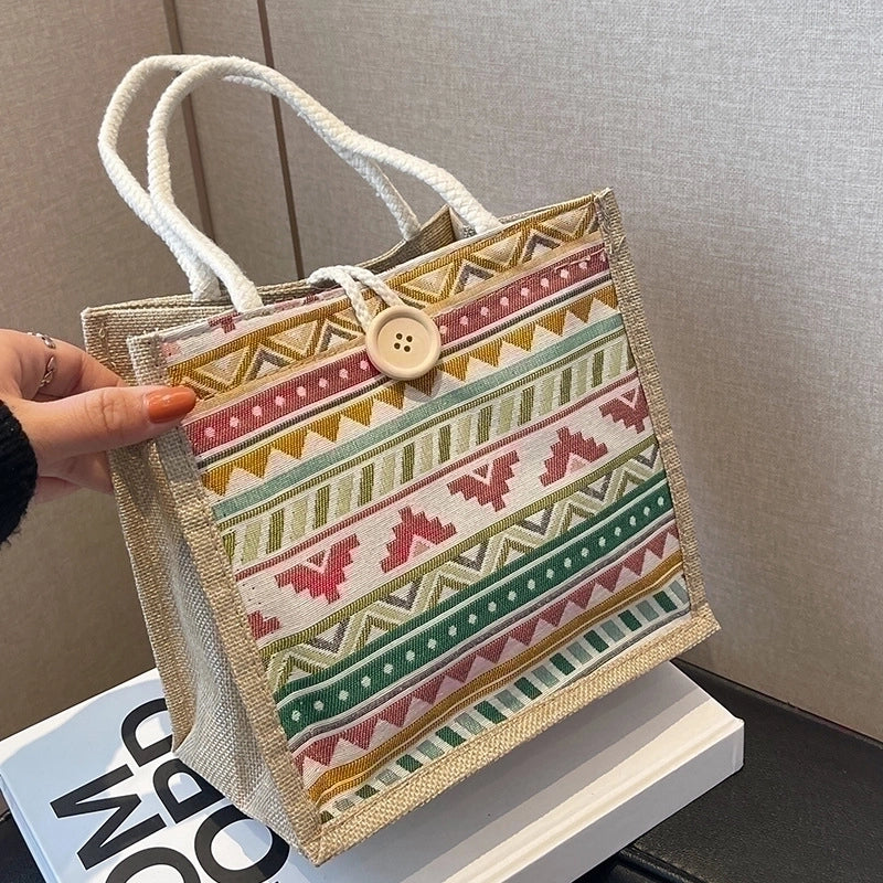 Women's Spring&summer Linen Basic Vacation Handbag Square Bag