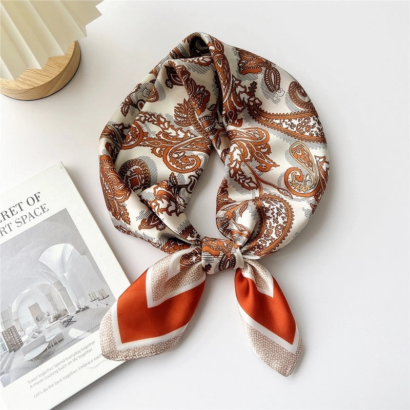 Women's Cartoon Style Cute Minimalist Printing Polyester Printing Silk Scarf