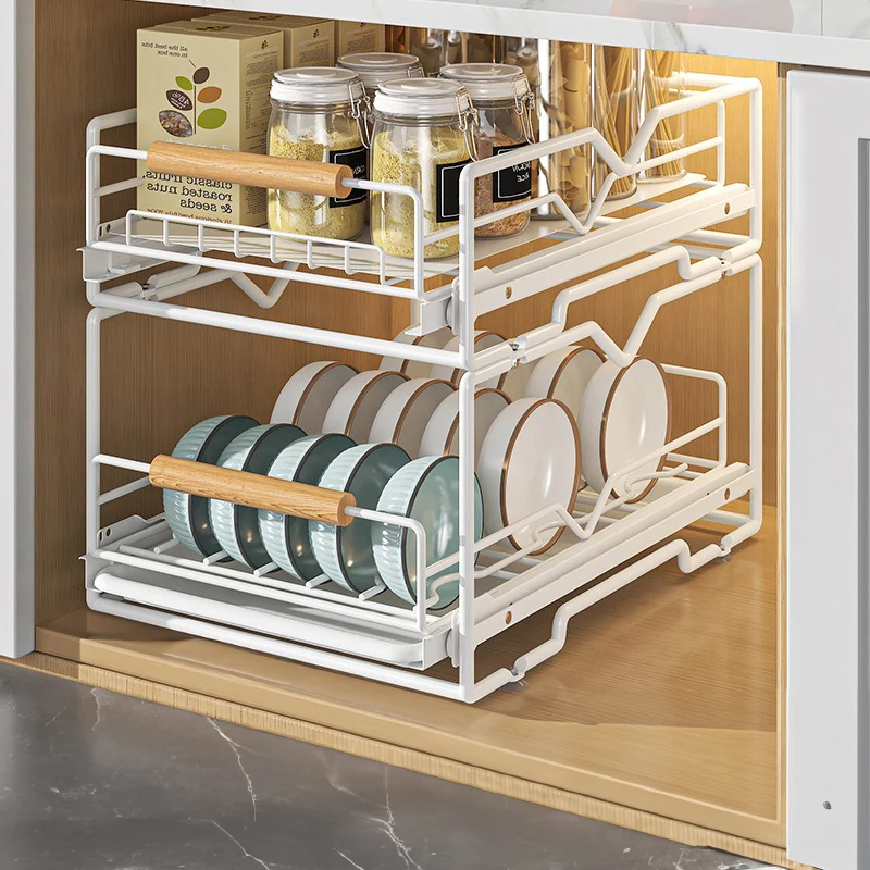 New Durable Stackable Drainboard Shelf Sliding Storage Cabinet Pull Out Kitchen Organizer Dish Rack