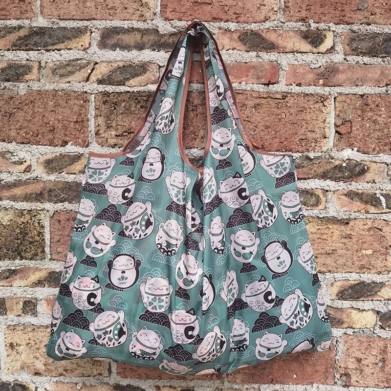 Printed Environmental Bag Large 210T Supermarket Folding Shopping Bag Thickened Tote Bag Shopping Bag