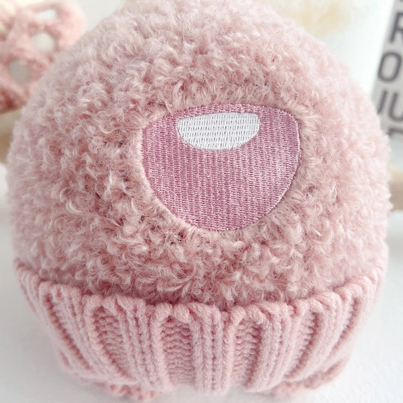Children's Hat Scarf Two-piece Winter Hat Cute Cartoon Animal Baby Wool Hat Pullover Knitted Cross Scarf
