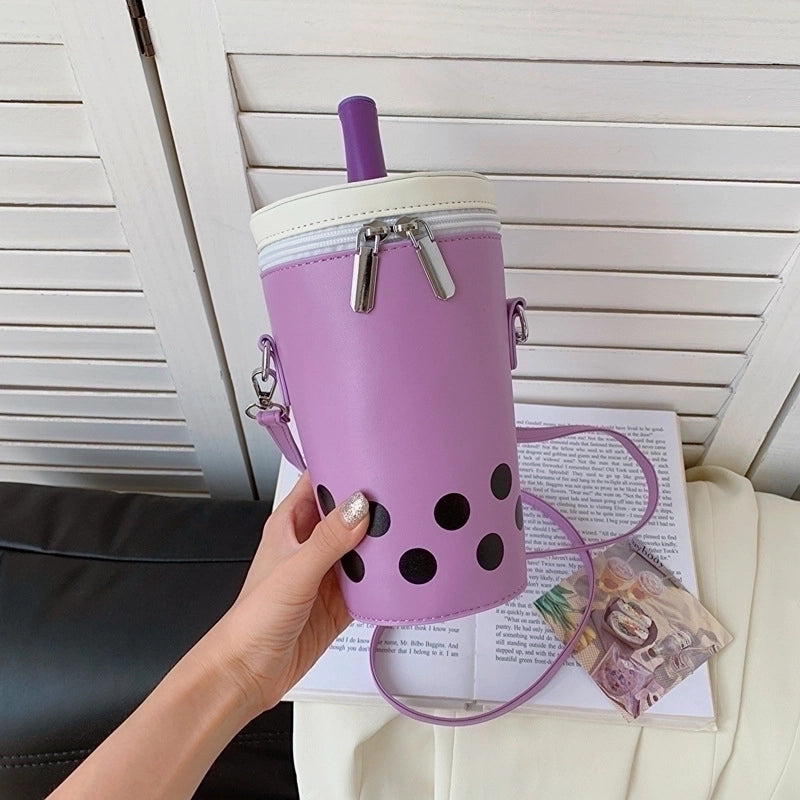 Women's Small Pu Leather Cartoon Cute Bucket Zipper Shoulder Bag