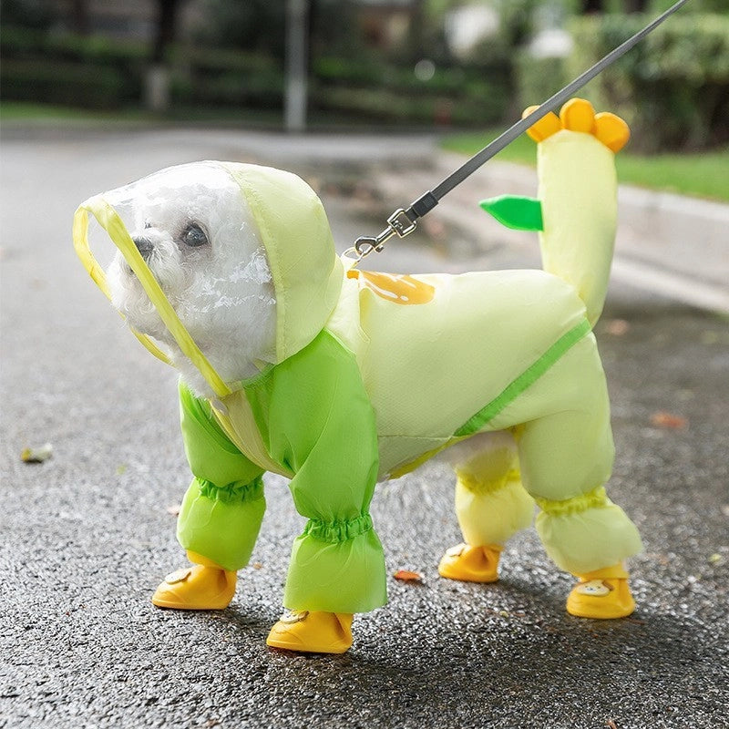 Traceable Dog Four-legged Raincoat Waterproof All-inclusive Small Dog Bichon Teddy Pet Rainy Day Clothes