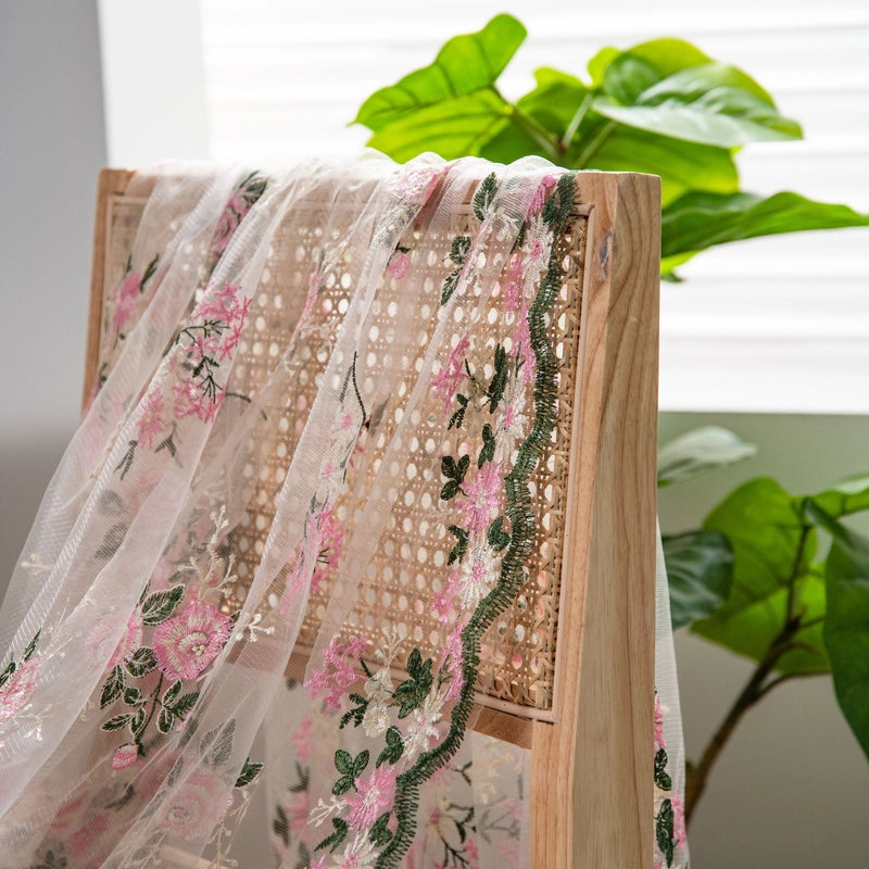 Tablecloth Pink Flower Embroidered Cake Photography Background Embroidered Props Cloth Tablecloth