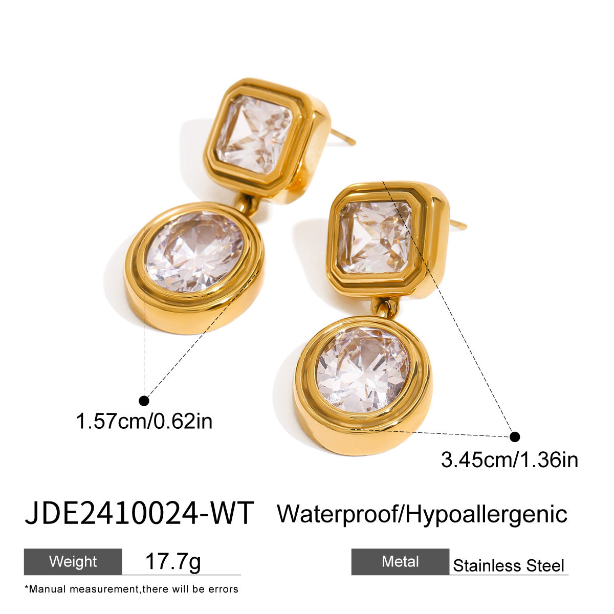 Stainless Steel White Zircon Earrings Titanium Steel Earrings