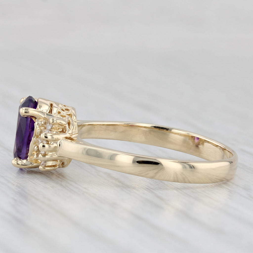 1.80ctw Amethyst Diamond Ring 14k Yellow Gold Size 8.5