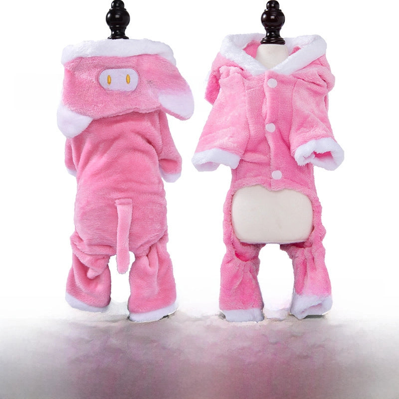 Autumn And Winter Dog Clothes Warm Thickened Coral Fleece Puppy Transformation Outfit Teddy Corgi Cat Pet Clothing