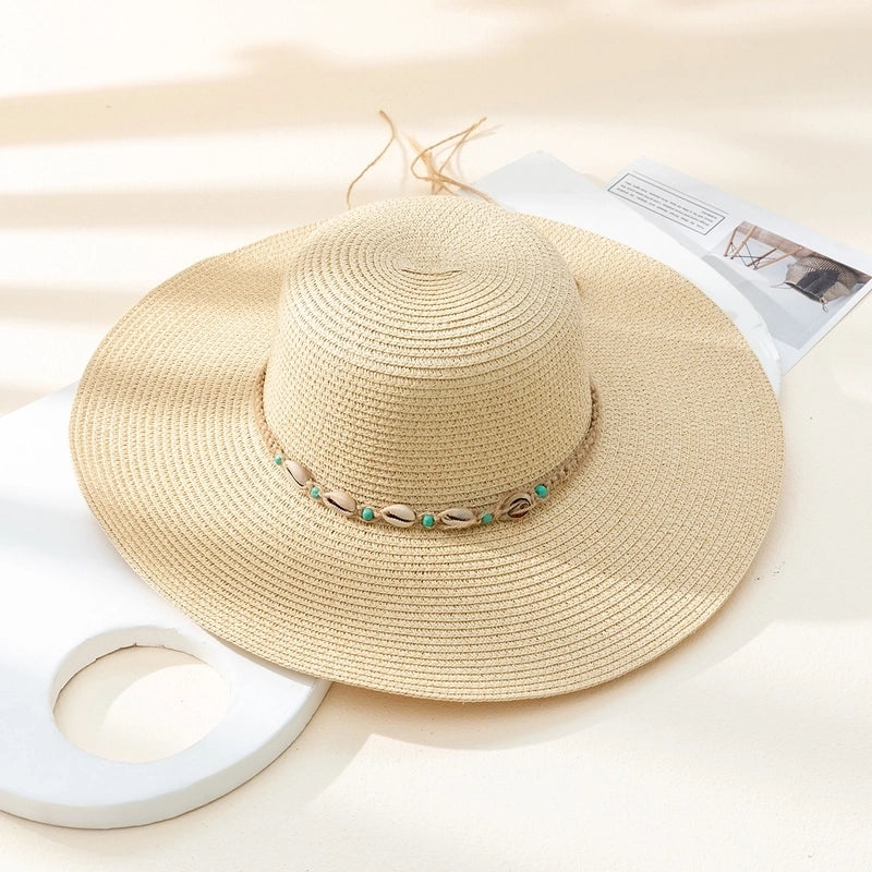 Women's Beach Shell Wide Eaves Straw Hat