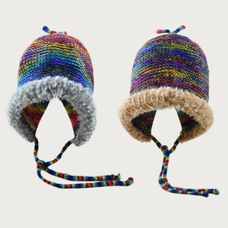 Women's Retro Sweet Color Block Eaveless Wool Cap