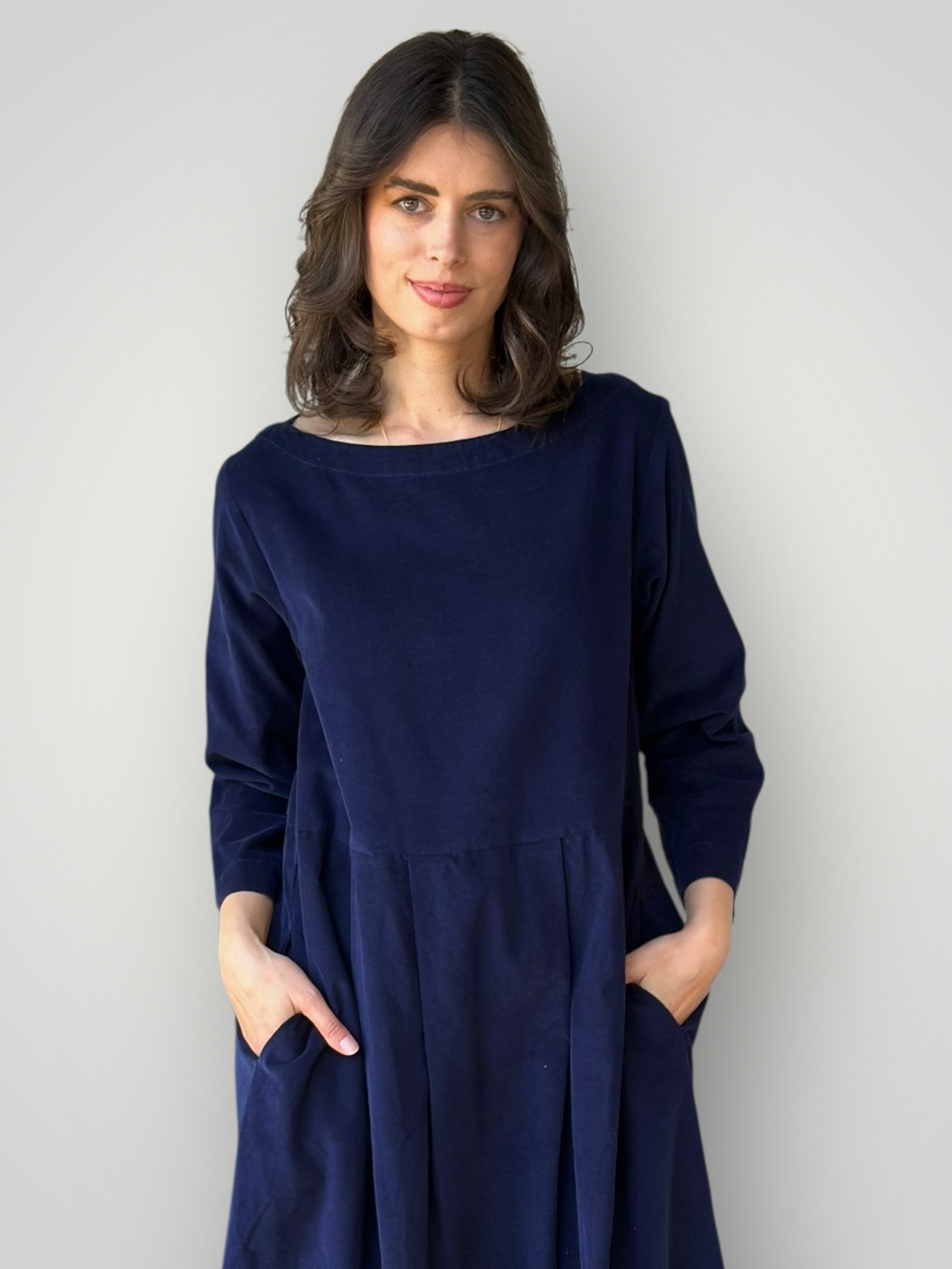 laura dress-indigo cord
