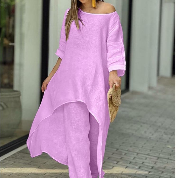 💕Women's Solid Color Linen Fashionable Casual Suit💃💃