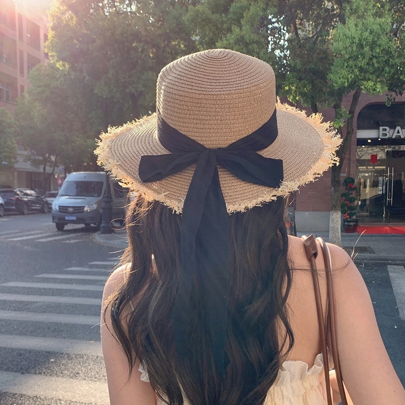 Women's Vacation Color Block Flat Eaves Straw Hat