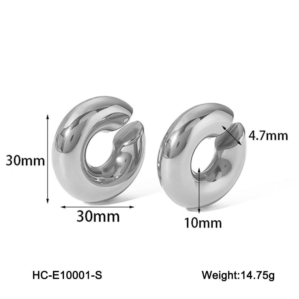 IG Style Women C-Shape Geometric Stainless Steel Electroplating Clip On Earrings