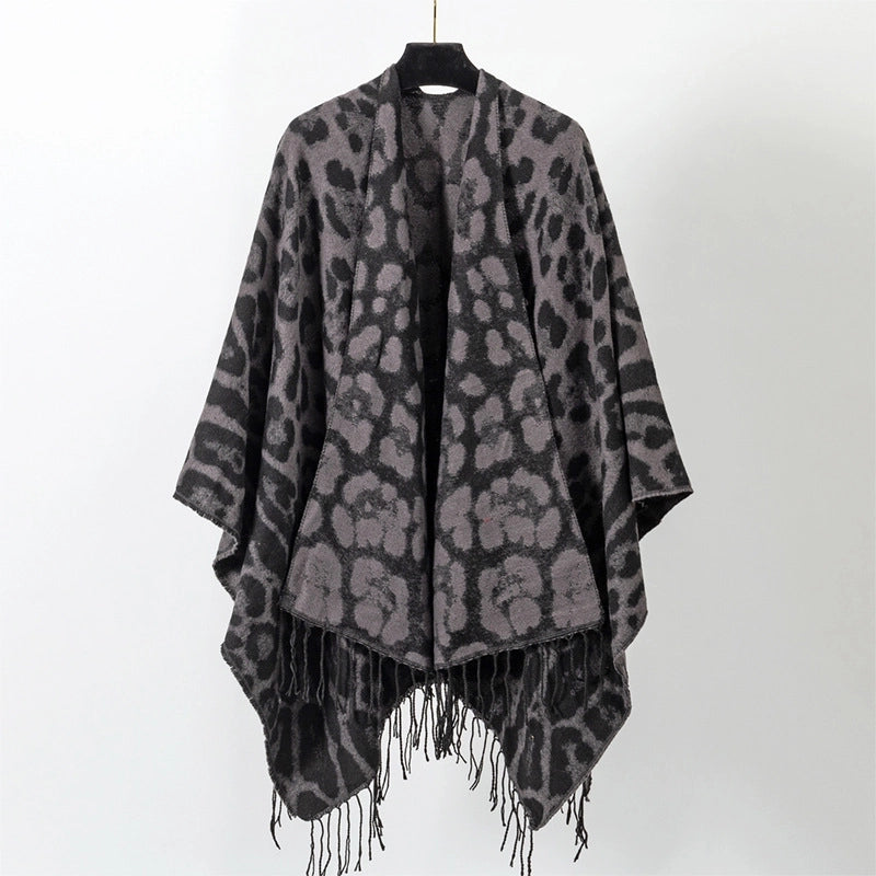Women's Streetwear Leopard Imitation Cashmere Tassel Scarf