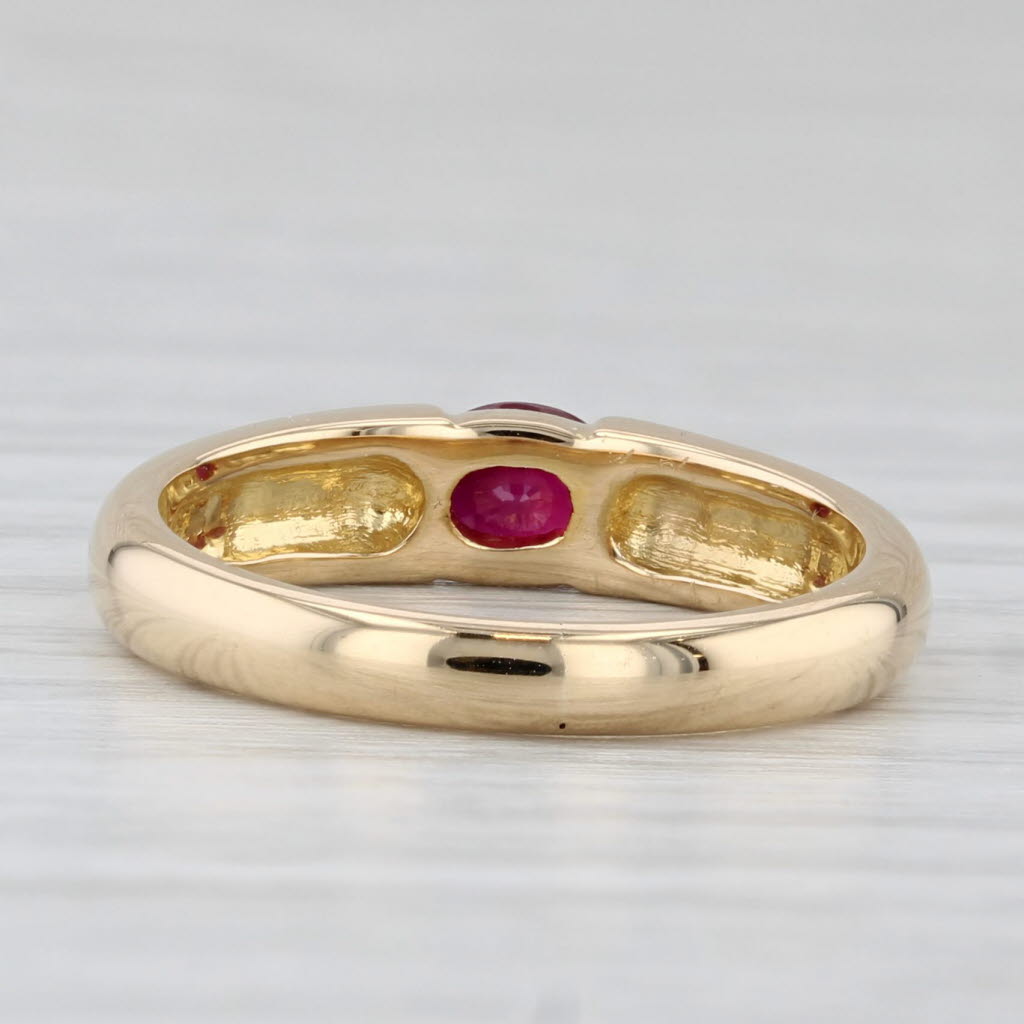 0.50ct Oval Ruby Solitaire Ring 18k Yellow Gold Size 6.5 Stackable Band