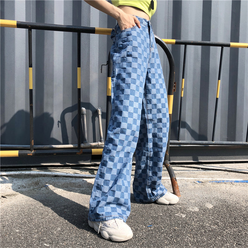 Vintage plaid jeans KF90380