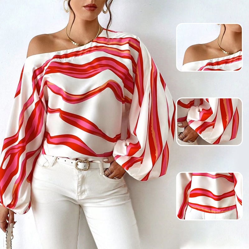 ⏰Limited time offer✨Casual Off-Shoulder Top with Striped Print💕